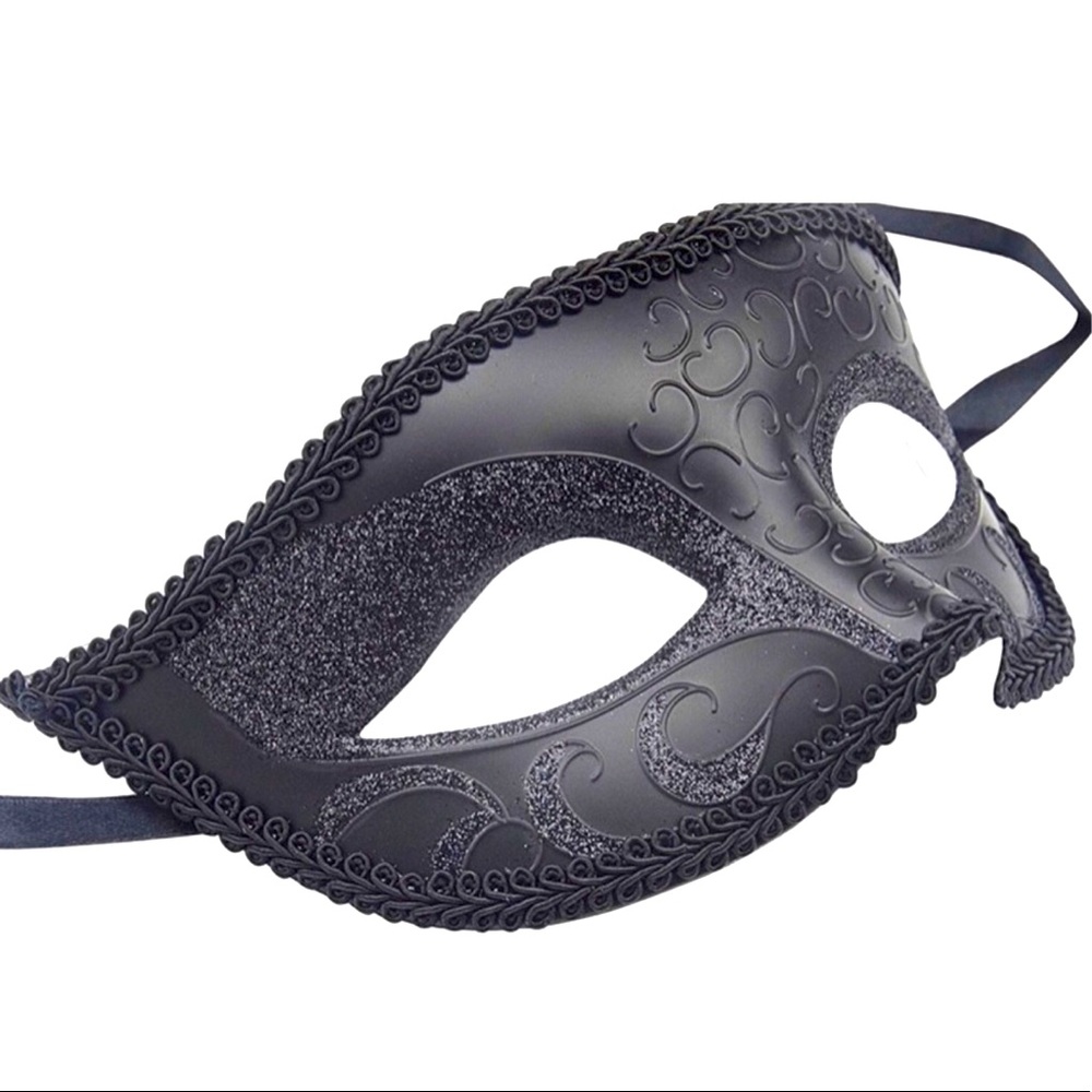 Black Venetian Masquerade Mardi Gas Fetish Hard Mask